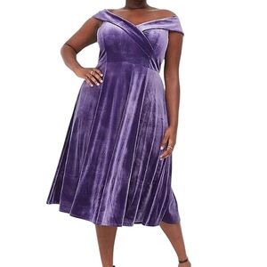 Lane Bryant | Dresses | Lane Bryant 6 Nwt Elegant Purple Velvet Offshoulder  Dress | Poshmark